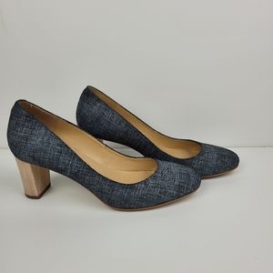 TALBOTS Womens Dark Denim Block Heel Made in Brazil Size 7 1/2